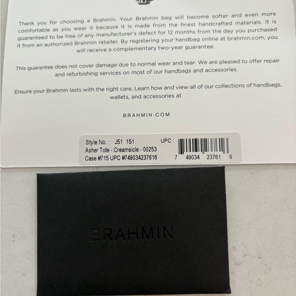 Brahmin Creamsicle Embossed Leather Tote - Picture 9 of 10